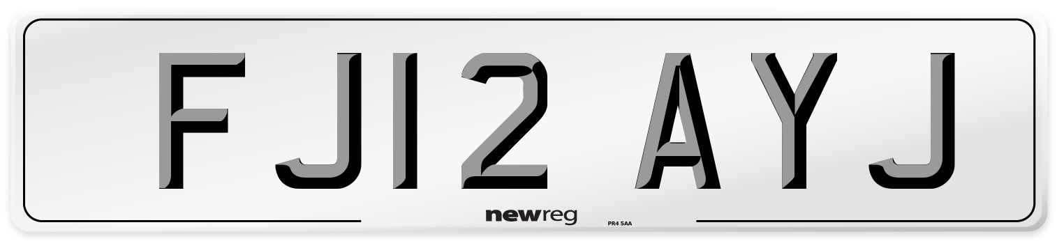FJ12 AYJ Number Plate from New Reg